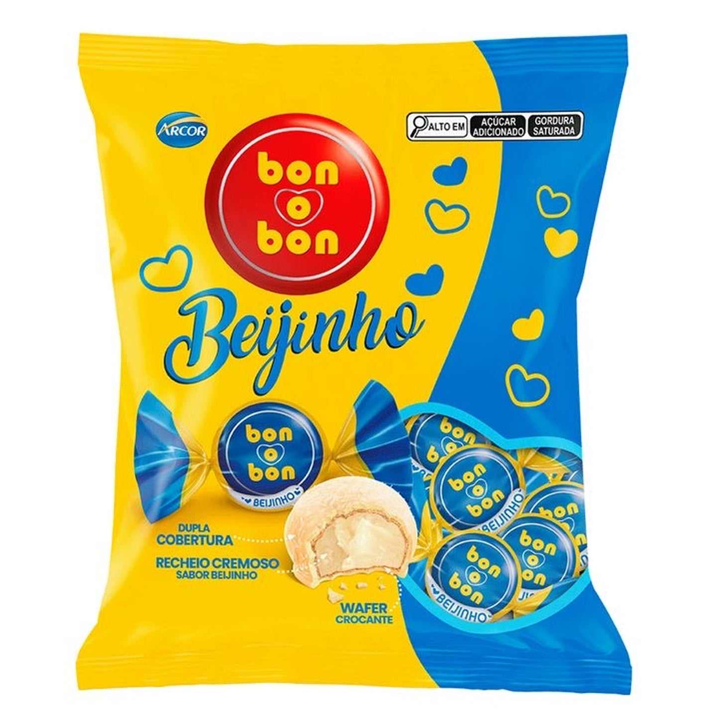 Bombom Bonobon Beijinho 750g sobre fundo branco