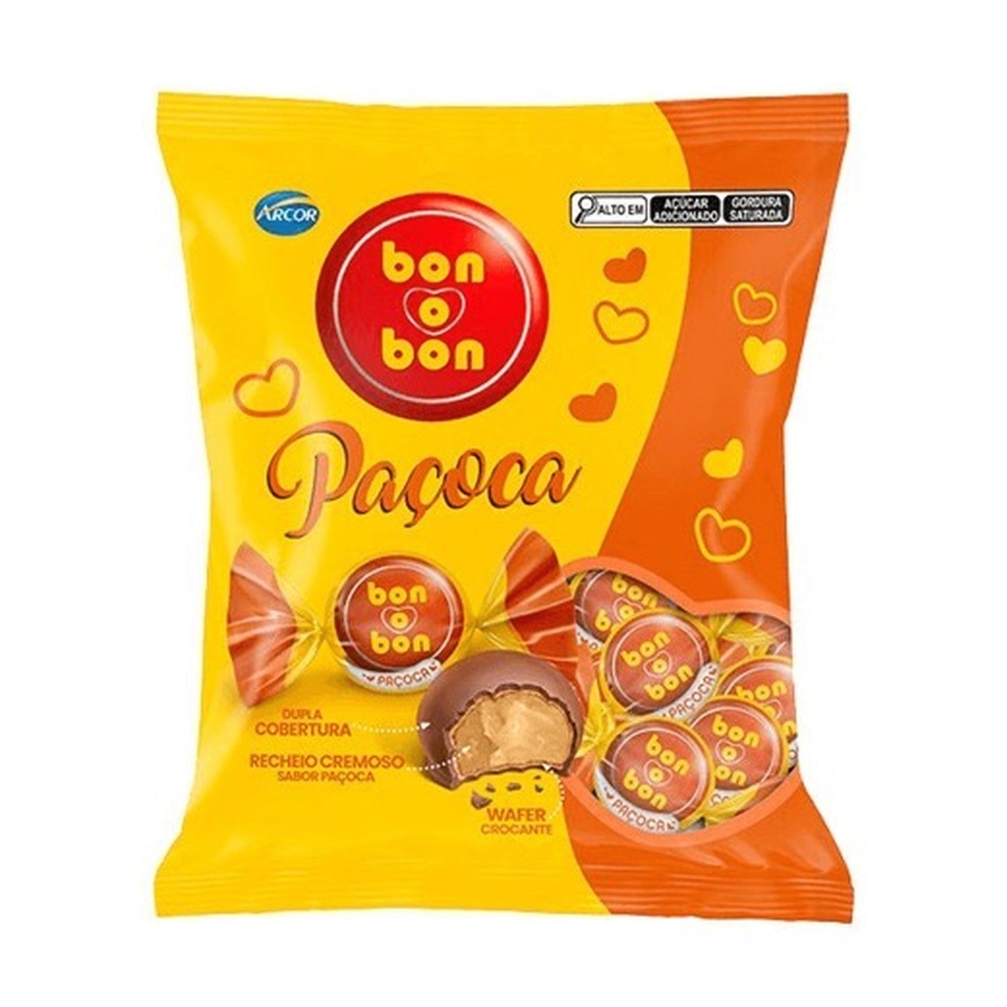 Bombom Bonobon Paçoca 750g sobre fundo branco