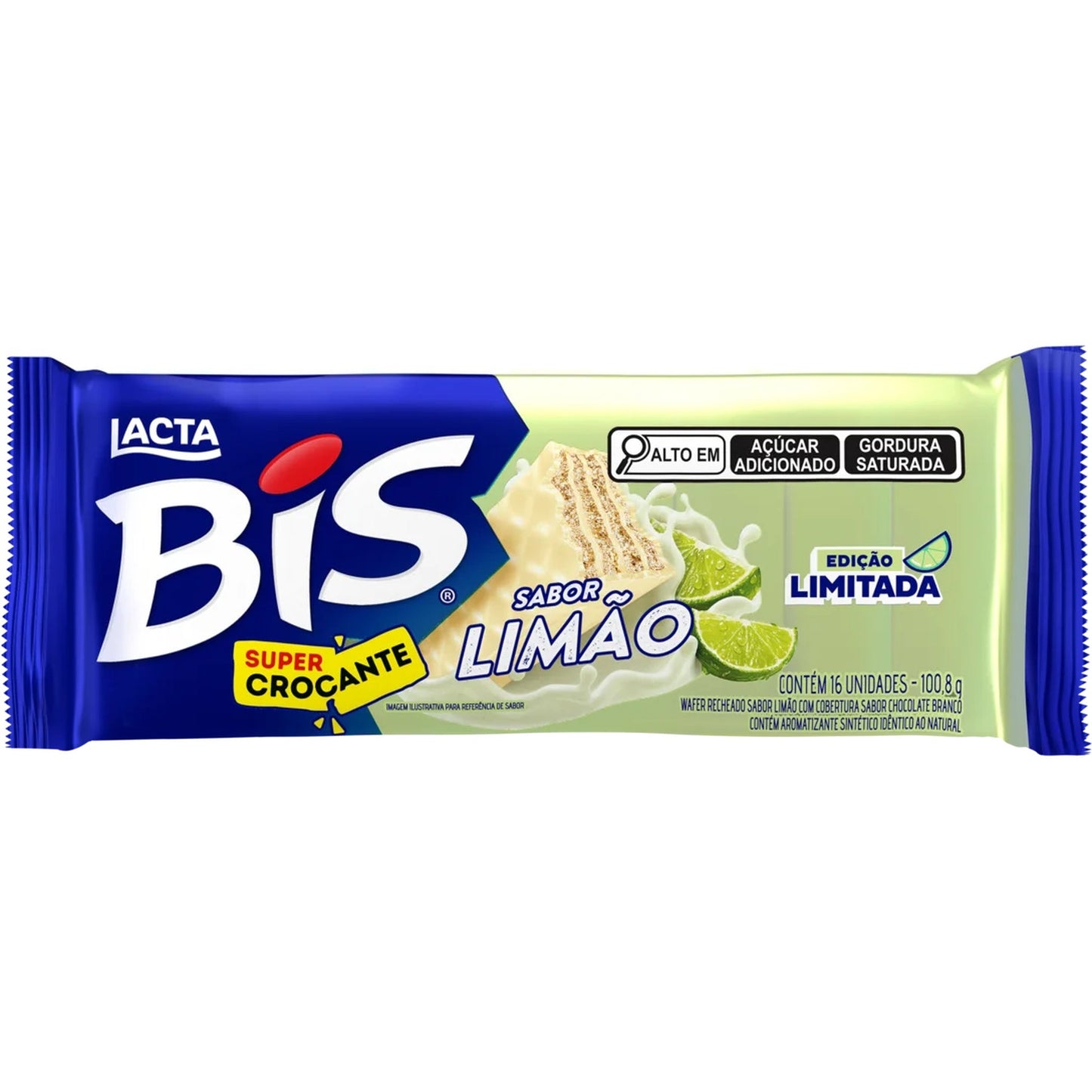 Chocolate Bis Limão Lacta 100.8g sobre fundo branco