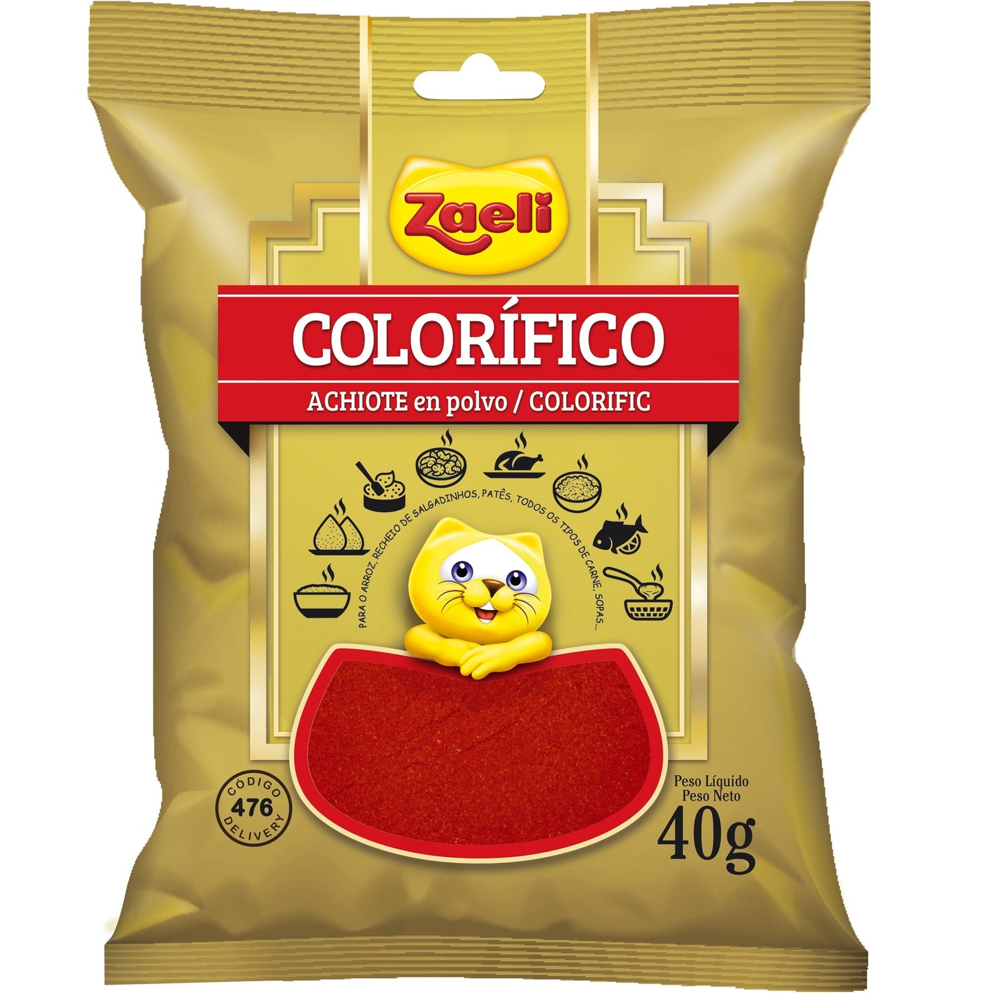 Colorau Zaeli 40g sobre fundo branco