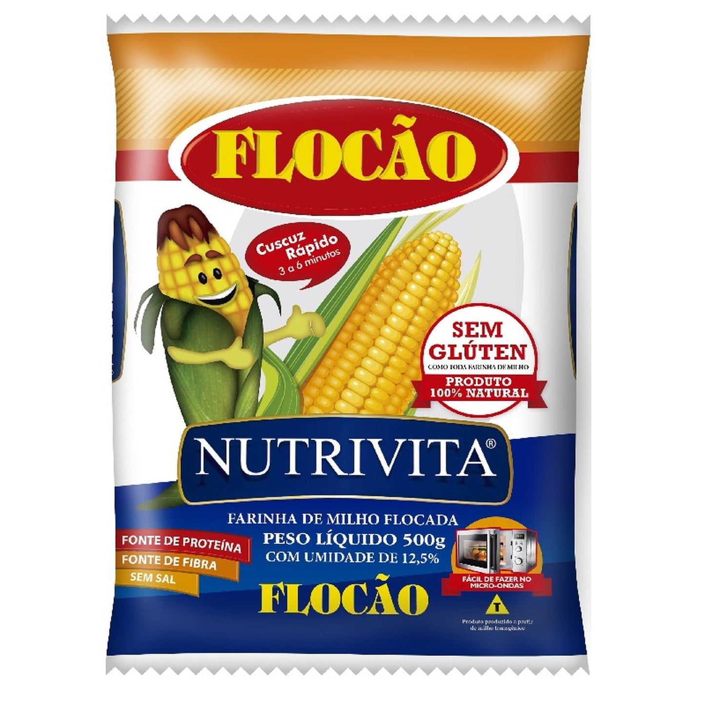 Flocão Nutrivita 500g sobre fundo branco