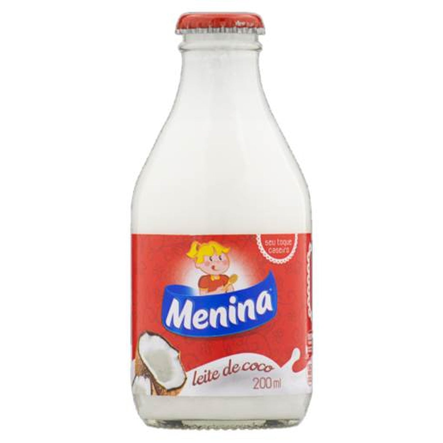 Leite De Coco Menina Menina 200ml sobre fundo branco