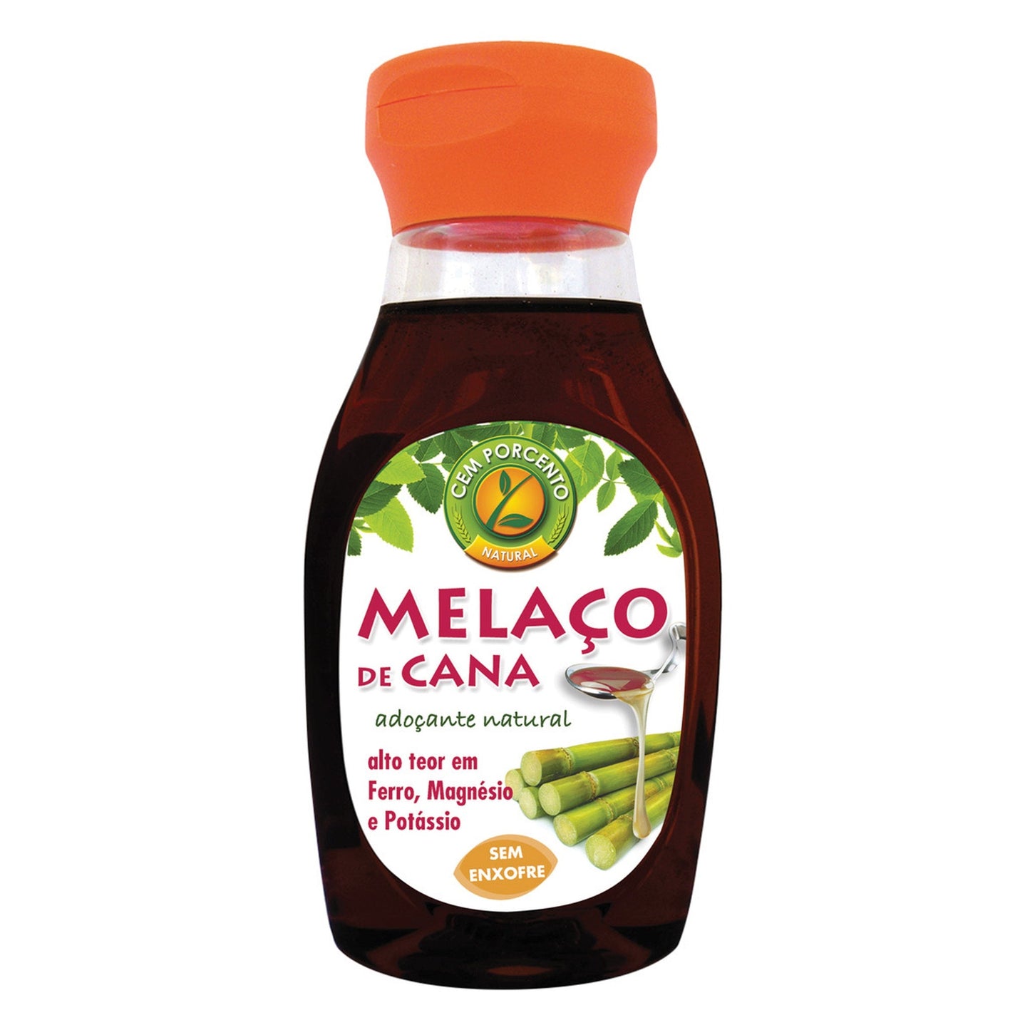 Melaço de Cana Cem Porcento 370g sobre fundo branco