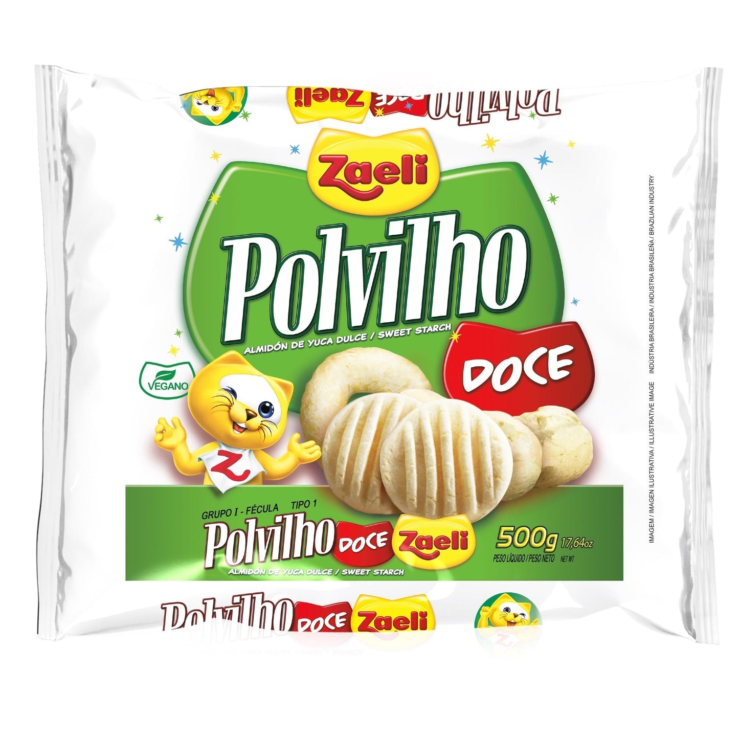 Polvilho Doce Zaeli 500g sobre fundo branco