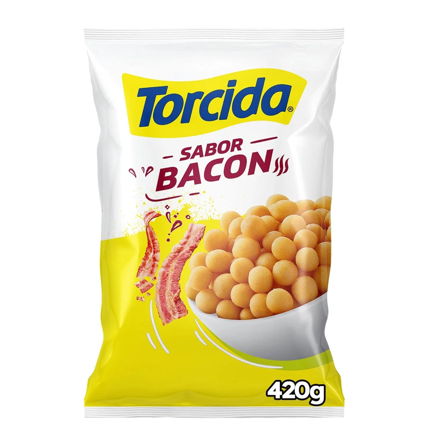Salgadinho Torcida Bacon Pepsico 60g sobre fundo branco