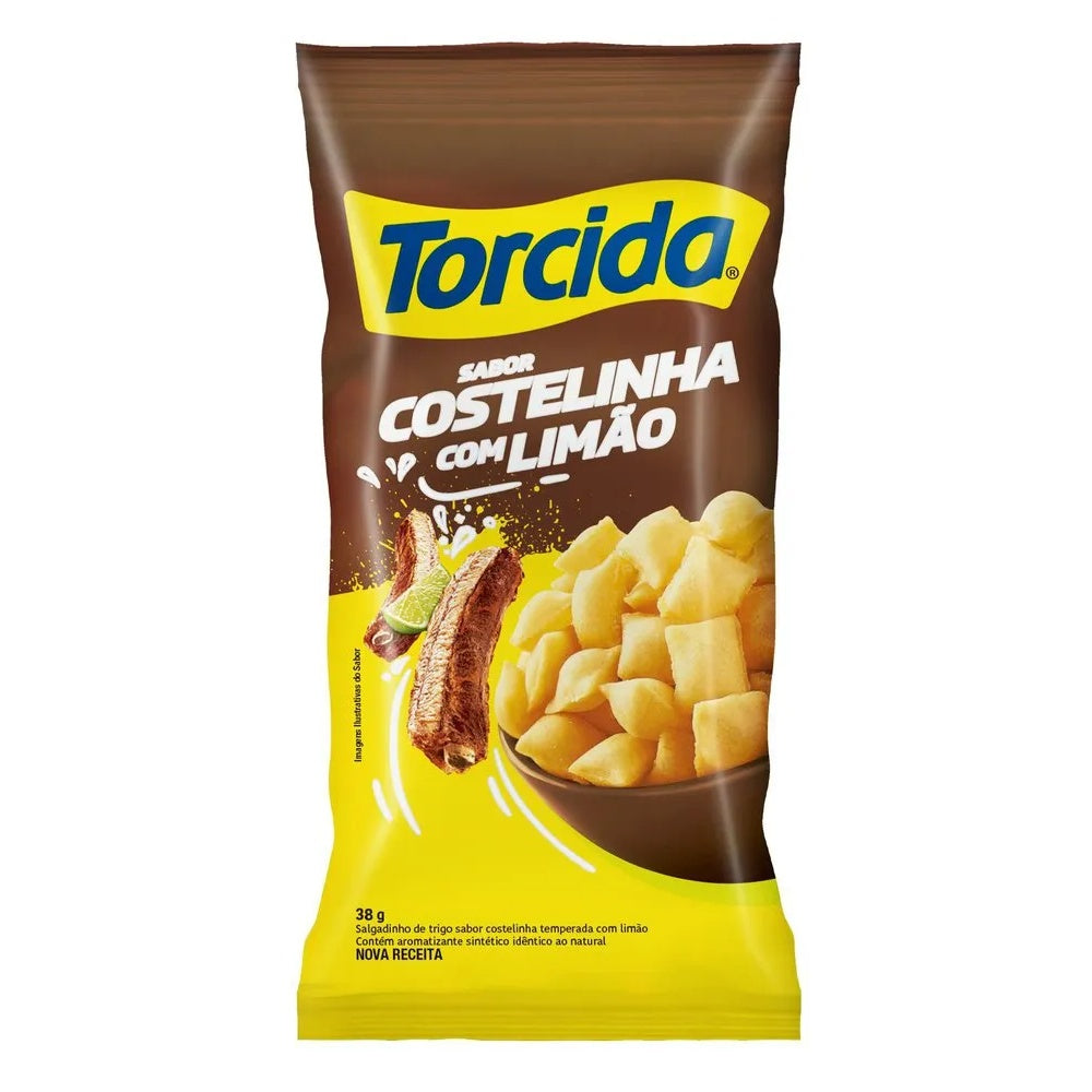 Salgadinho Torcida Costelinha C/ Limão Pepsico 60g sobre fundo branco