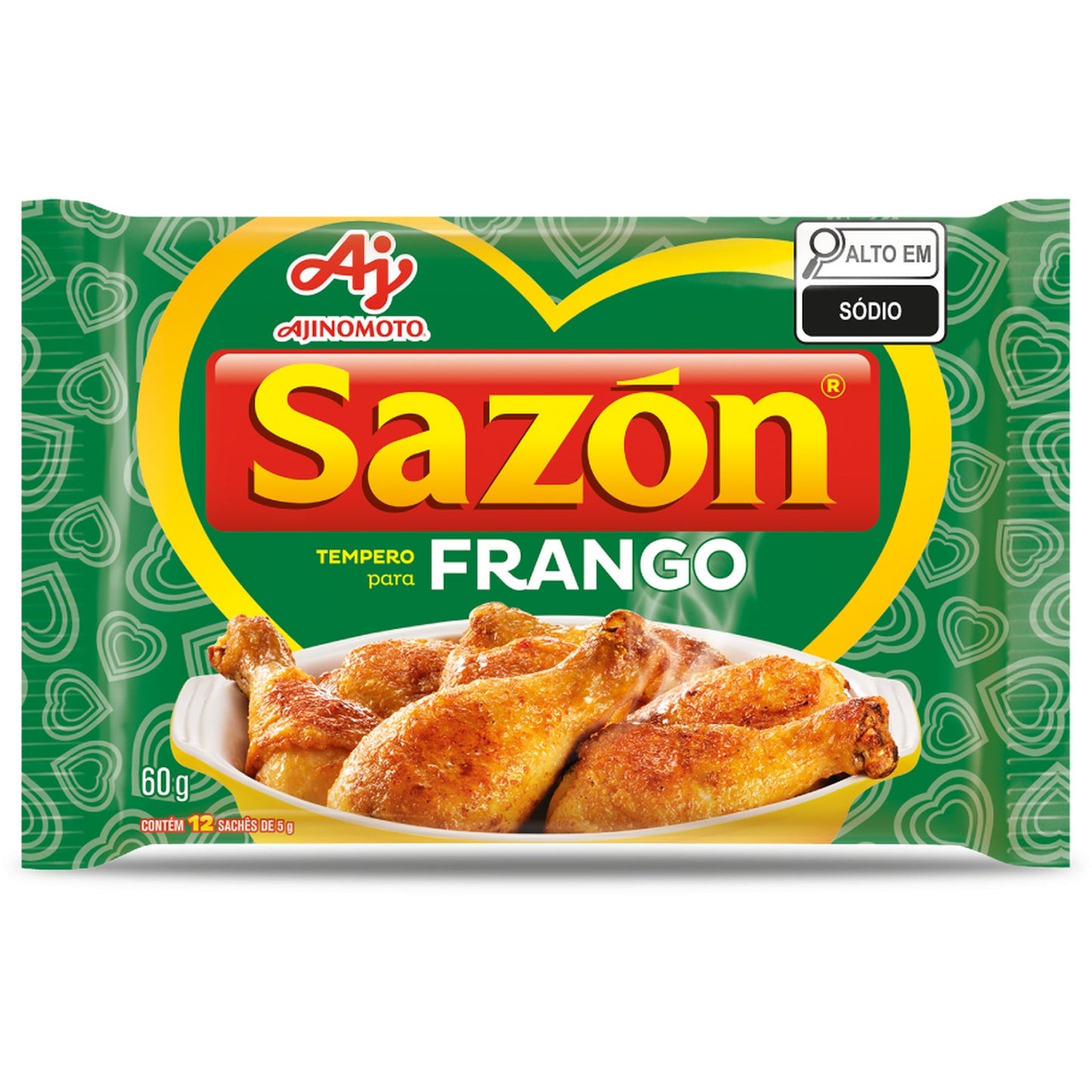 Sazon Tempero Pronto Frango Ajinomoto 60g sobre fundo branco