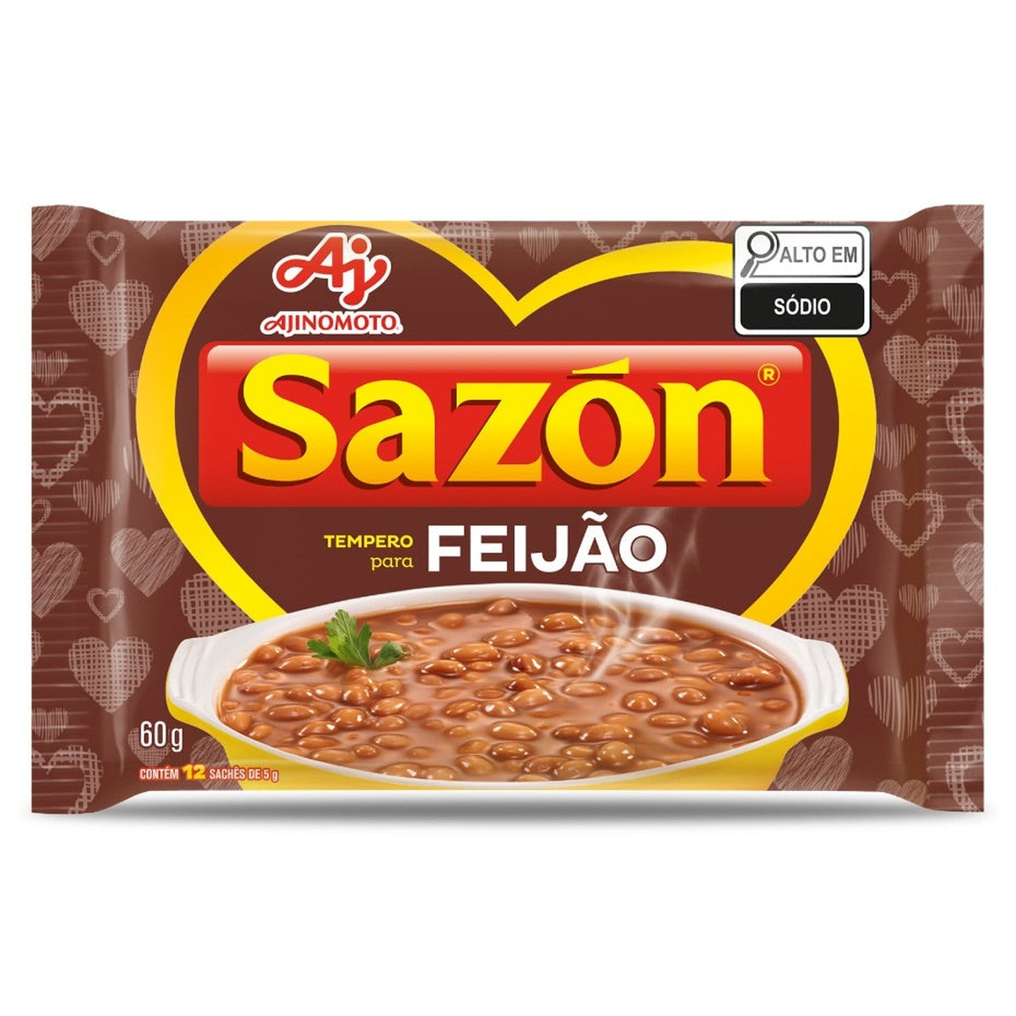 Sazon Tempero Pronto Feijão 60g sobre fundo branco