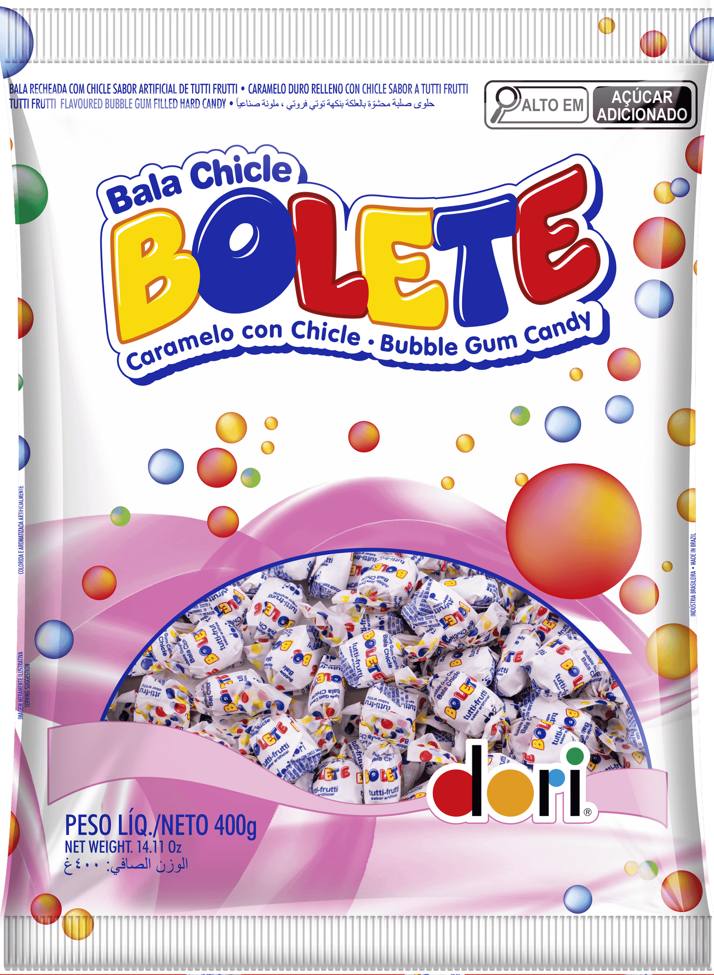 Bala Recheada com Chiclete Bolete 400g Dori