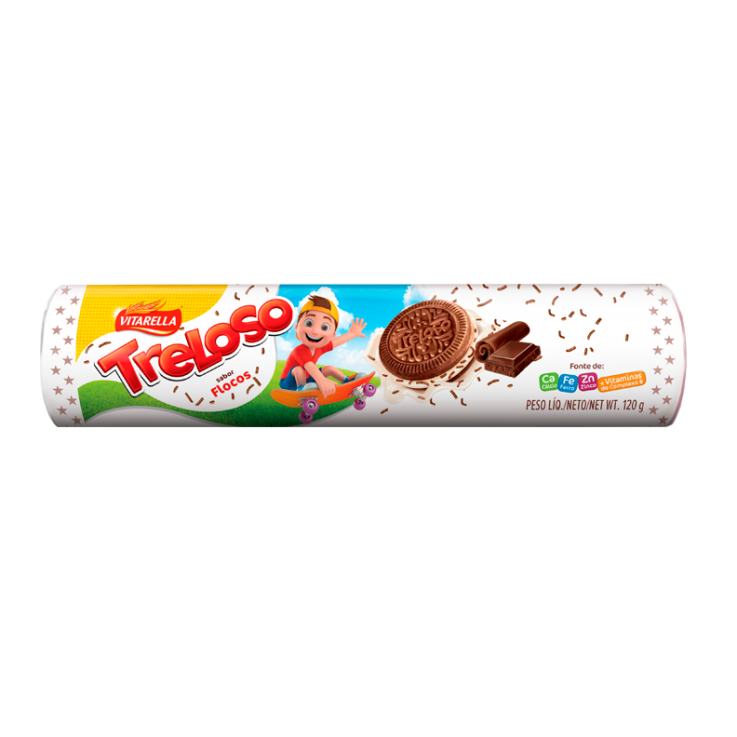 Biscoito Recheado Treloso 120g Flocos