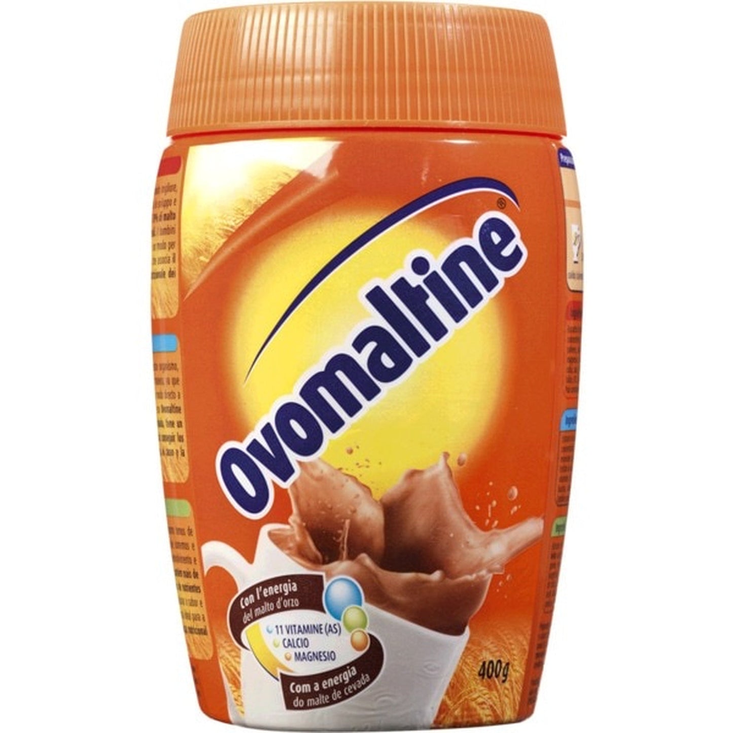 Achocolatado Ovomaltine 400g sobre fundo branco