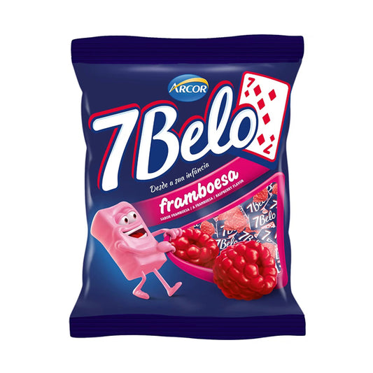Bala 7 Belo Framboesa 100g sobre fundo branco