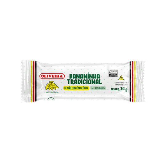 Bananinha Cremosa Clássica Oliveira 30g sobre fundo branco