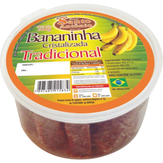 Bananinha Cristalizada Tradicional Santo Antônio Pote 200g. Doces. Origem Brasil