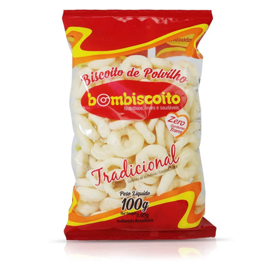 Biscoito De Polvilho Tradicional Bombiscoito 100g. Biscoitos e Bolachas. Origem Brasil