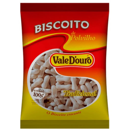Biscoito De Polvilho Vale Douro 100g Tradicional sobre fundo branco
