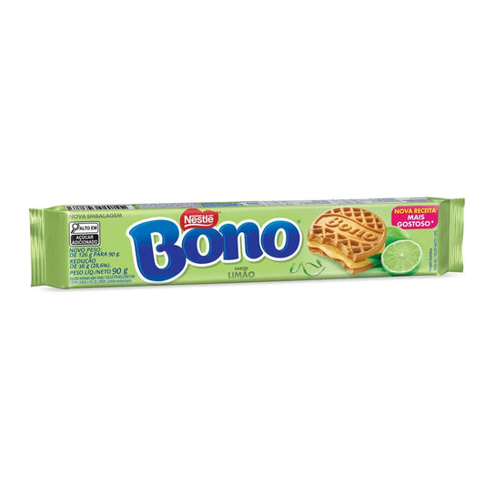 Biscoito Recheado Bono Limão 90g. Biscoitos e Bolachas. Origem Brasil