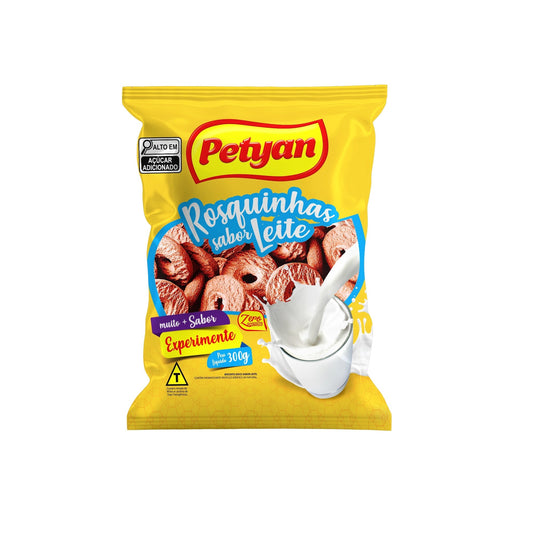 Biscoito Rosquinha Petyan 300g Leite sobre fundo branco