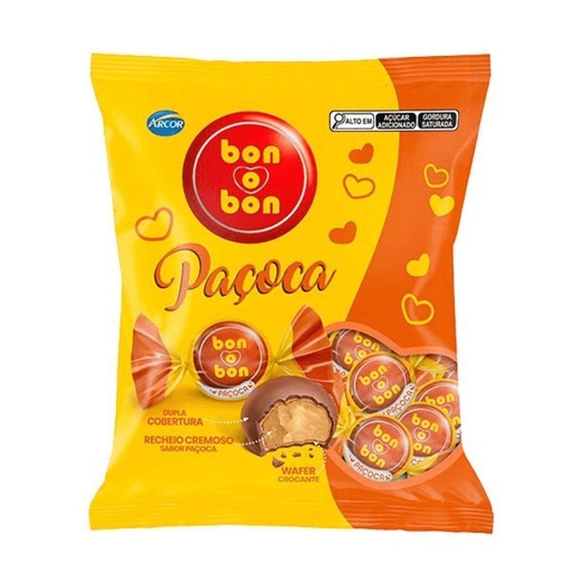 Bombom Bonobon Paçoca 750g sobre fundo branco