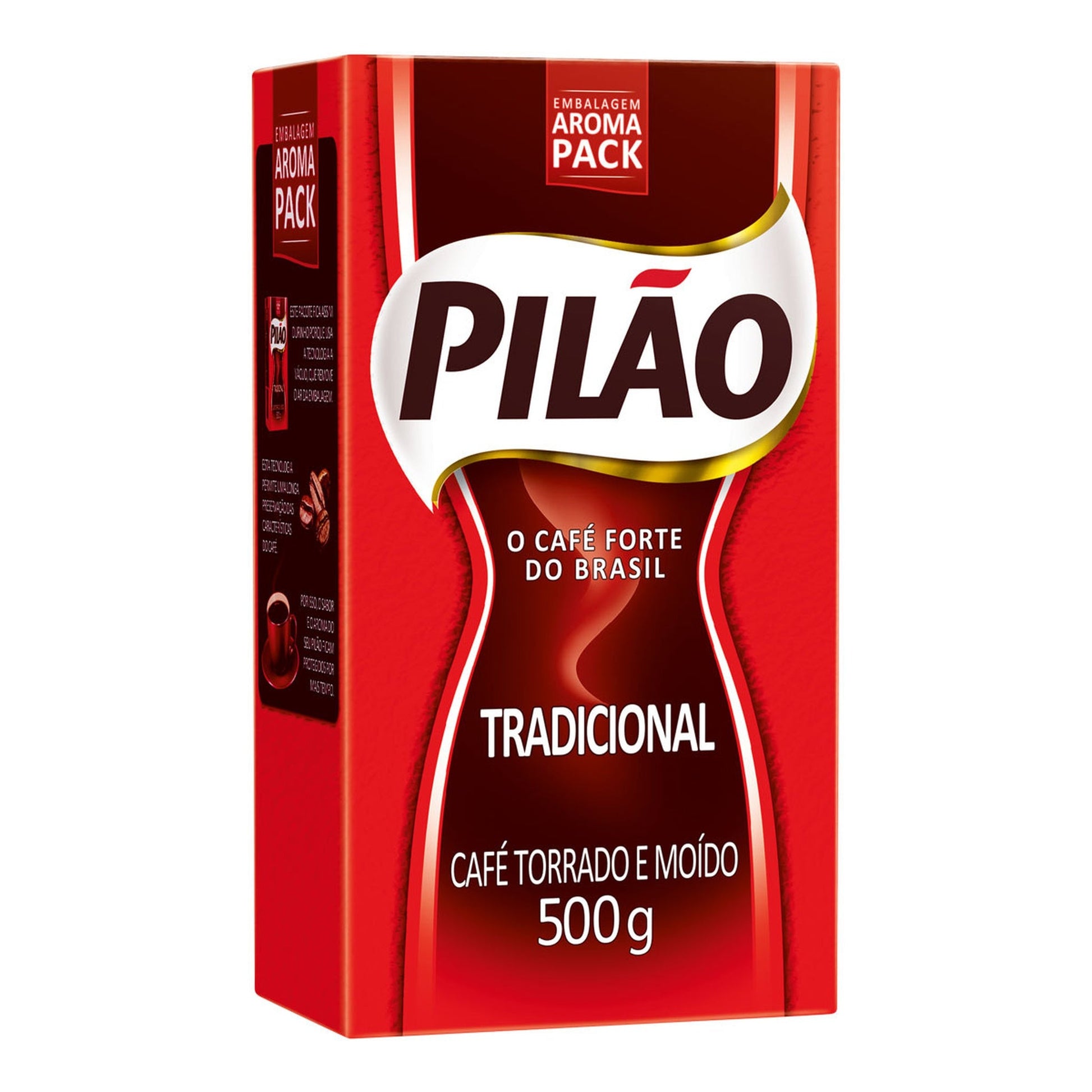 Café Pilão Vácuo Tradicional 500g sobre fundo branco