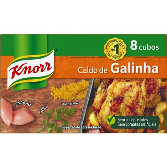 Caldo Galinha Knorr 8 cubos sobre fundo branco