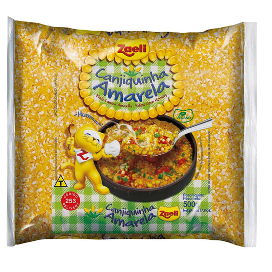 Canjiquinha Amarela Zaeli 500g sobre fundo branco