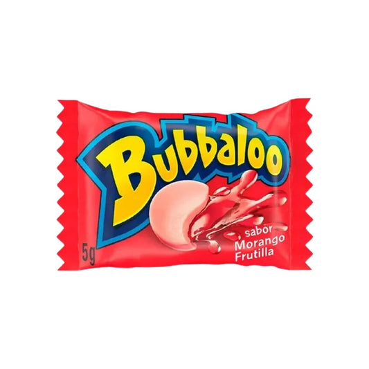 Chiclete Bubbaloo Morango 5g sobre fundo branco
