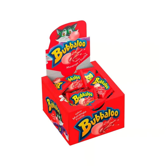 Chiclete Bubbaloo Morango 300g sobre fundo branco