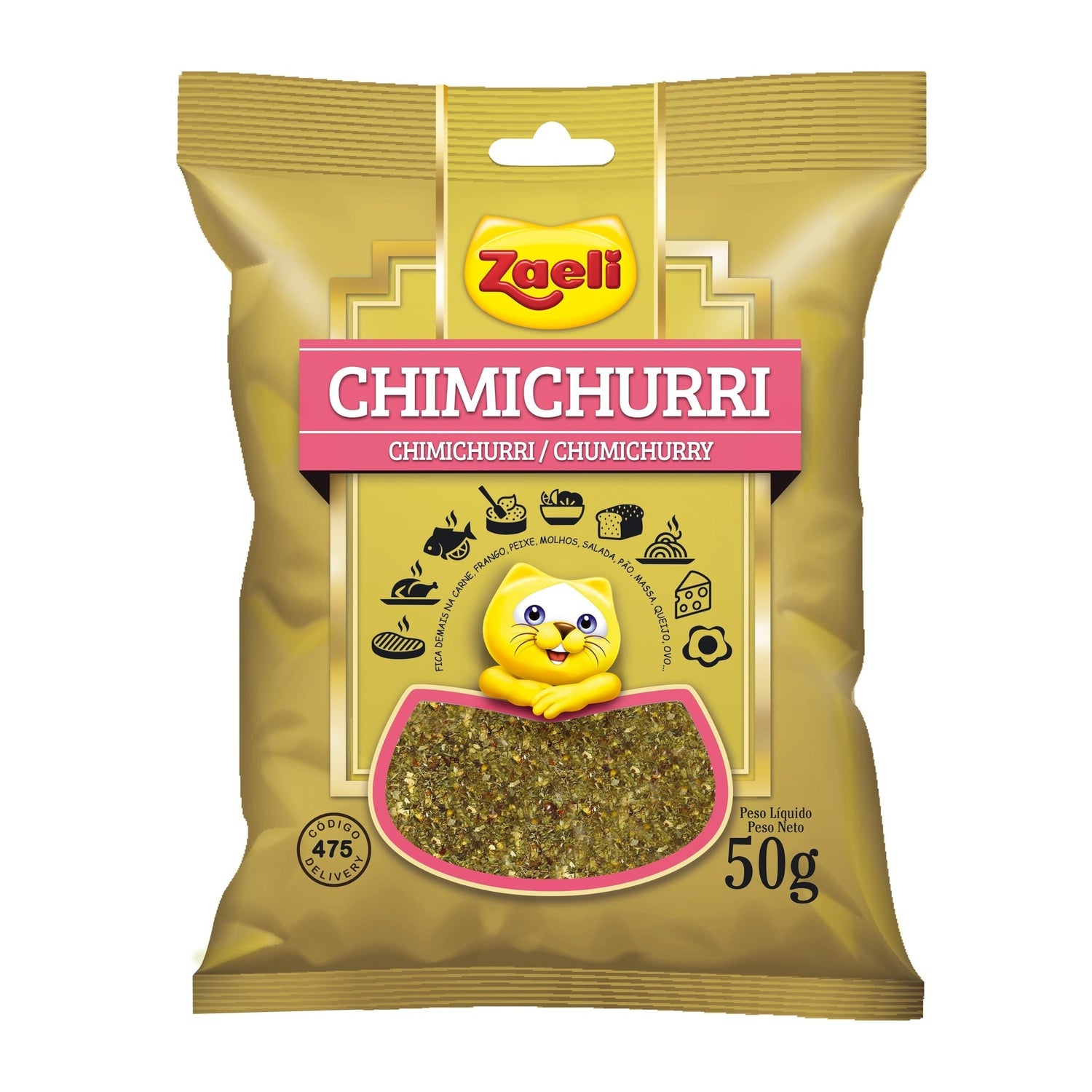 Chimichurri Zaeli 50g sobre fundo branco