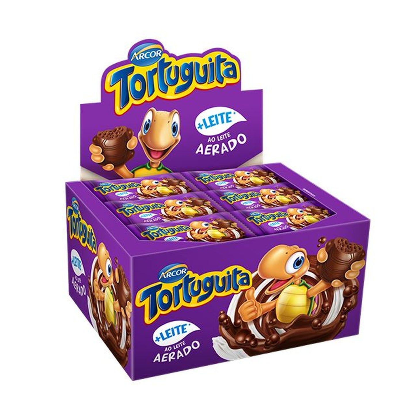 Chocolate Tortuguita Ao Leite Caixa 372g com fundo branco
