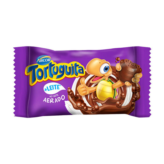 Chocolate Tortuguita Areada Ao Leite Caixa 372g sobre fundo branco