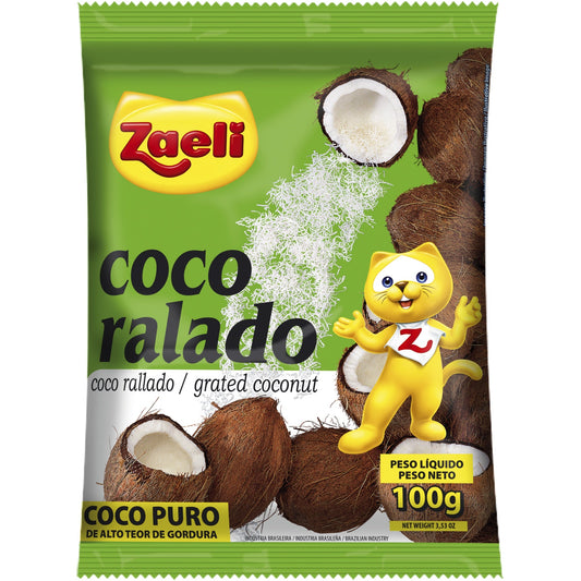 Coco Ralado Zaeli 100g. Ingredientes e Misturas. Origem Brasil