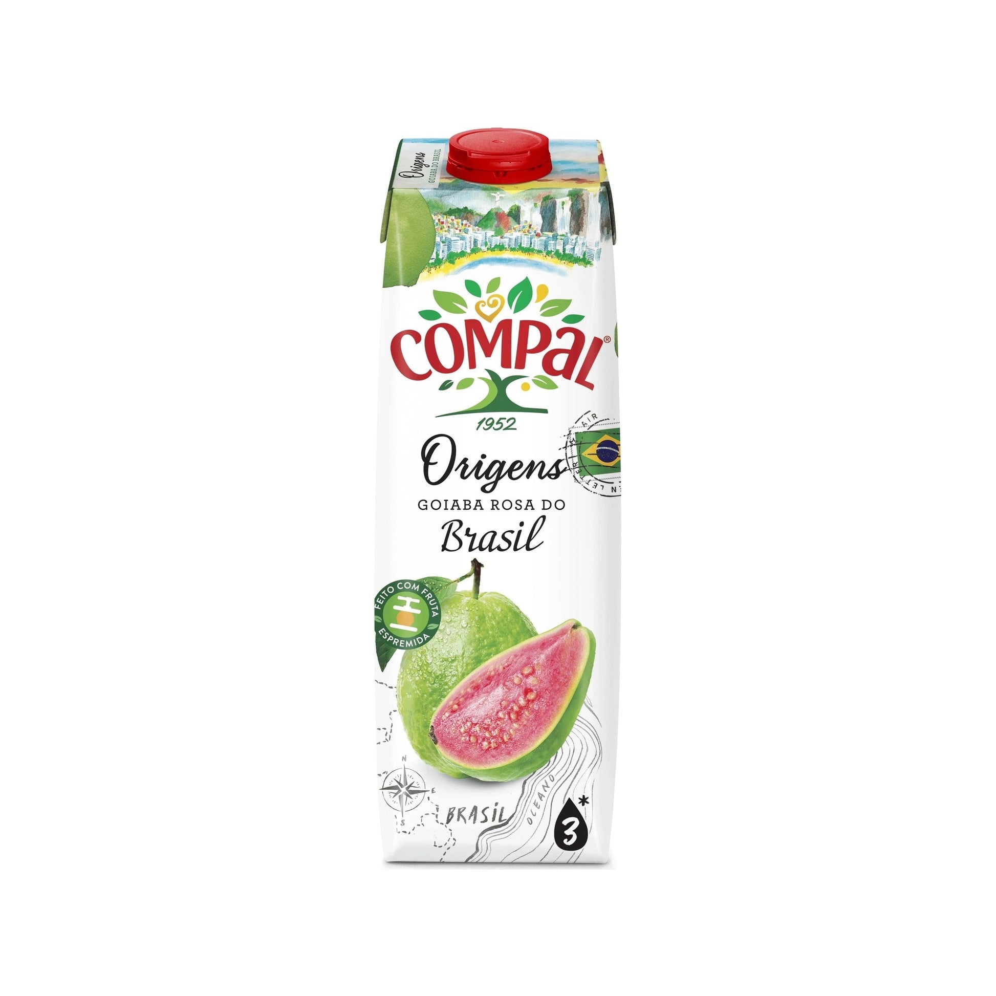 Compal Origens Goiaba 1l sobre fundo branco