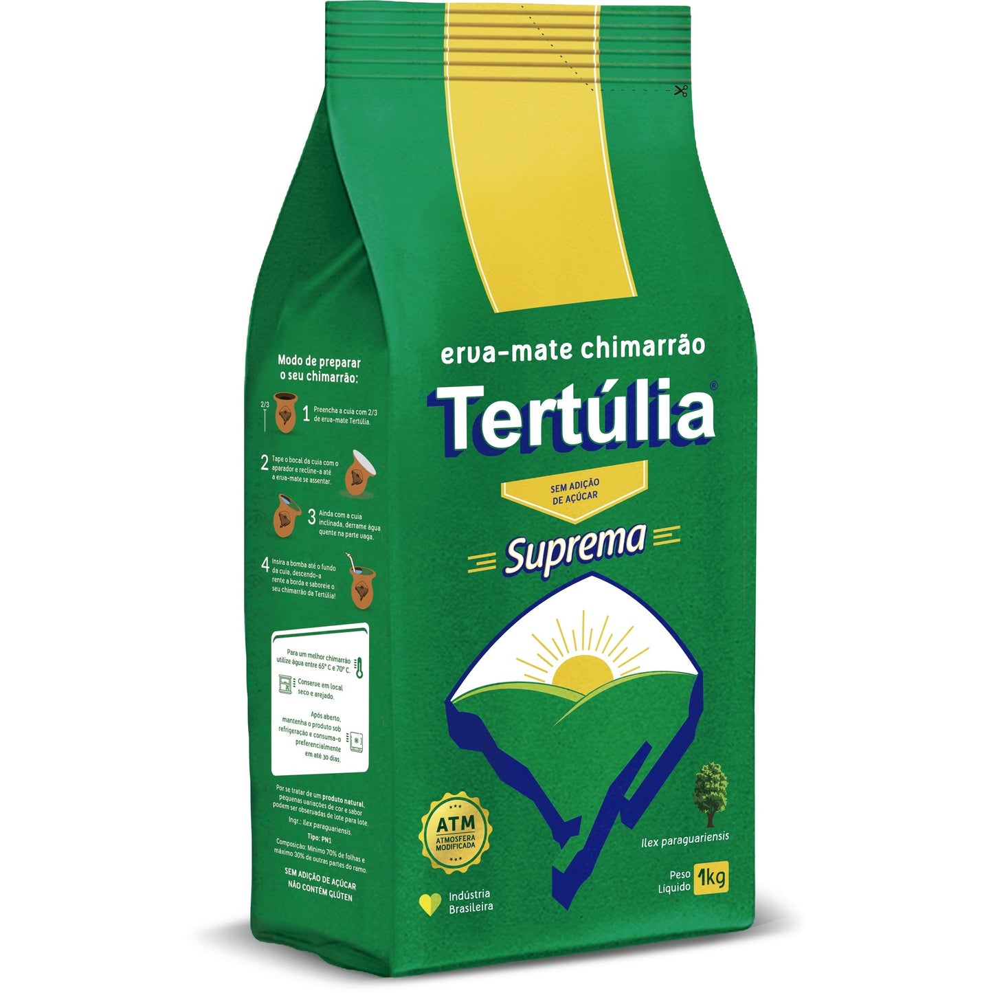 Erva Mate Chimarrão Tertúlia Suprema 1kg sobre fundo branco