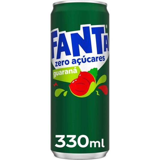 Fanta Guaraná Zero 330ml sobre fundo branco