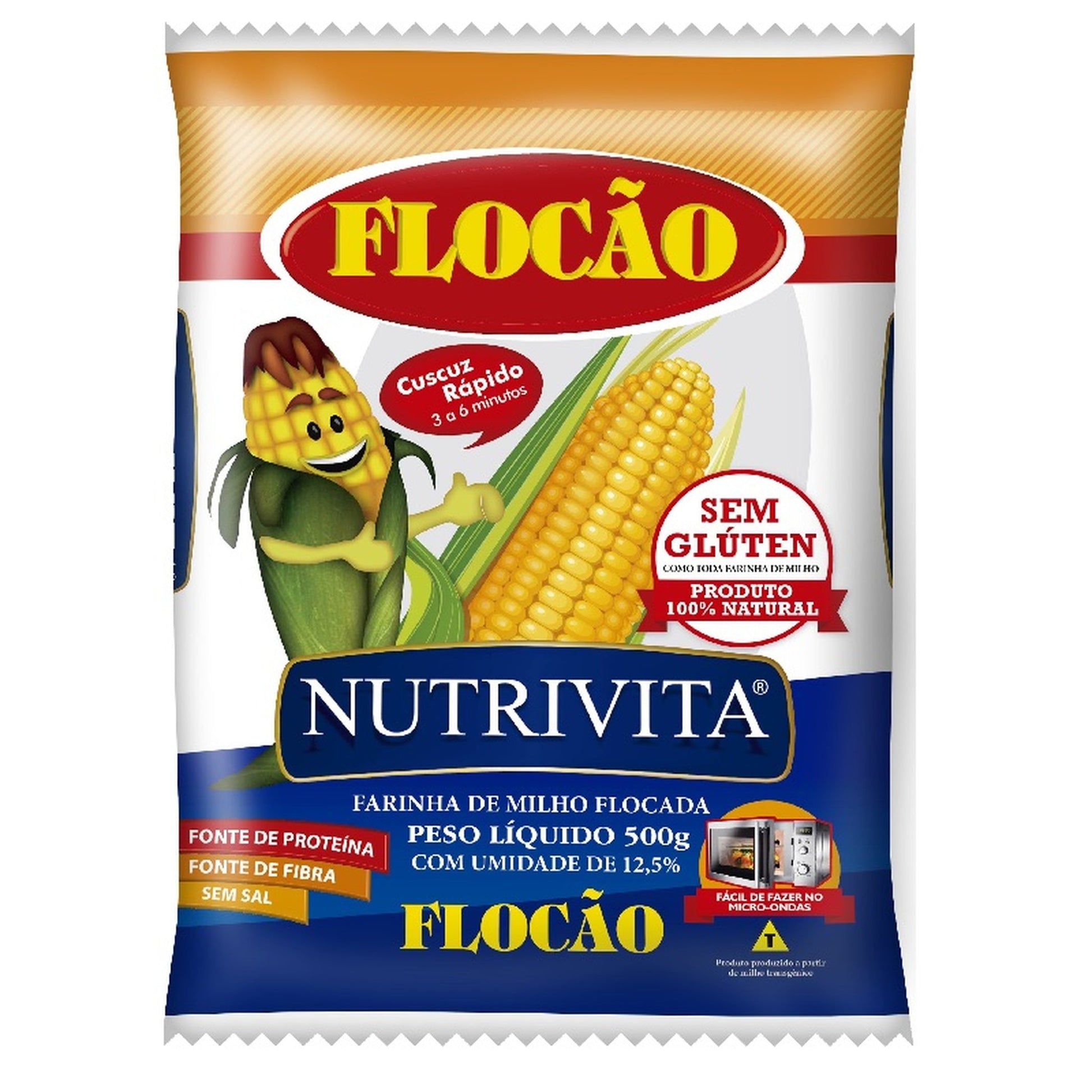 Flocão Nutrivita 500g sobre fundo branco