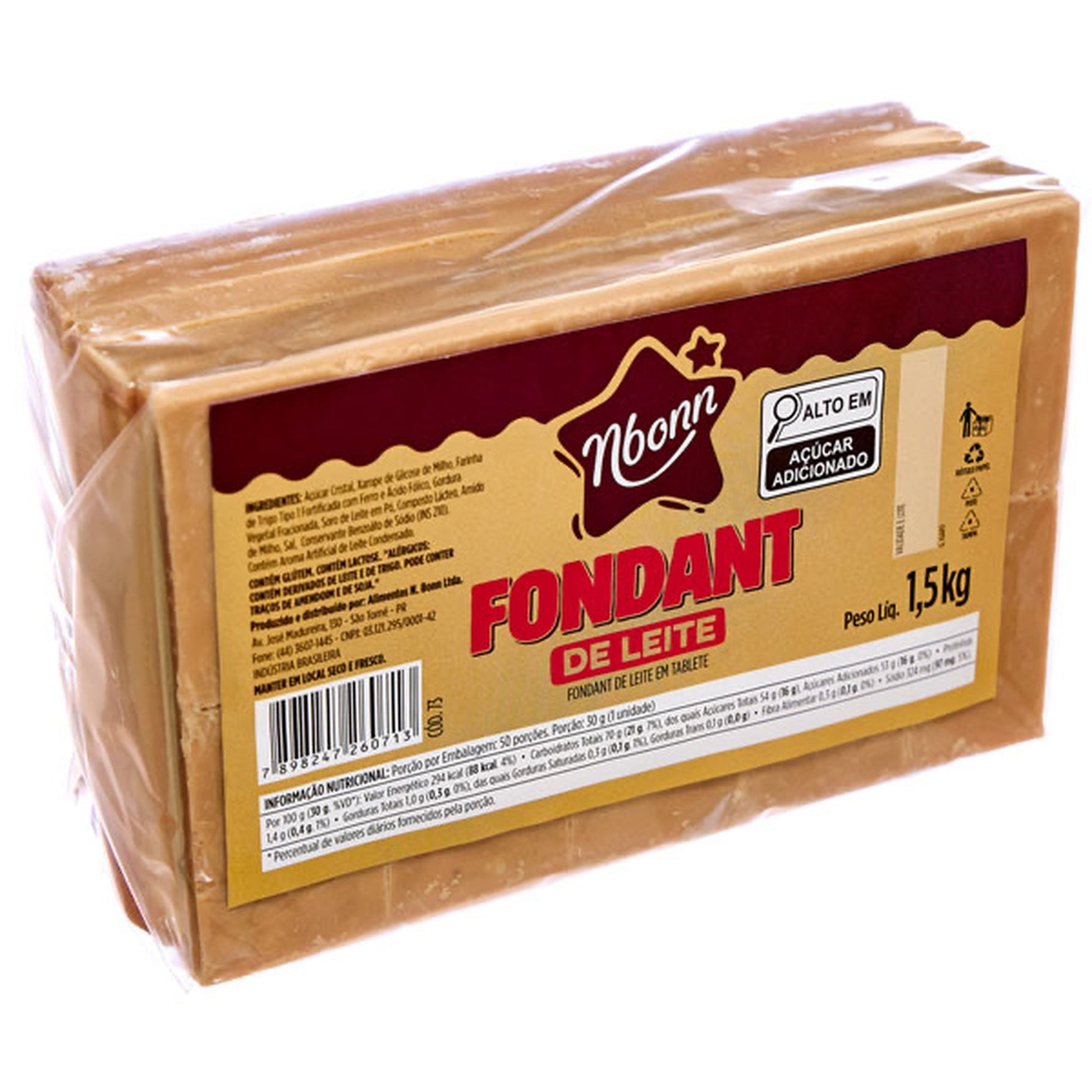 Fondant de Leite Nutribonn 27g sobre fundo branco