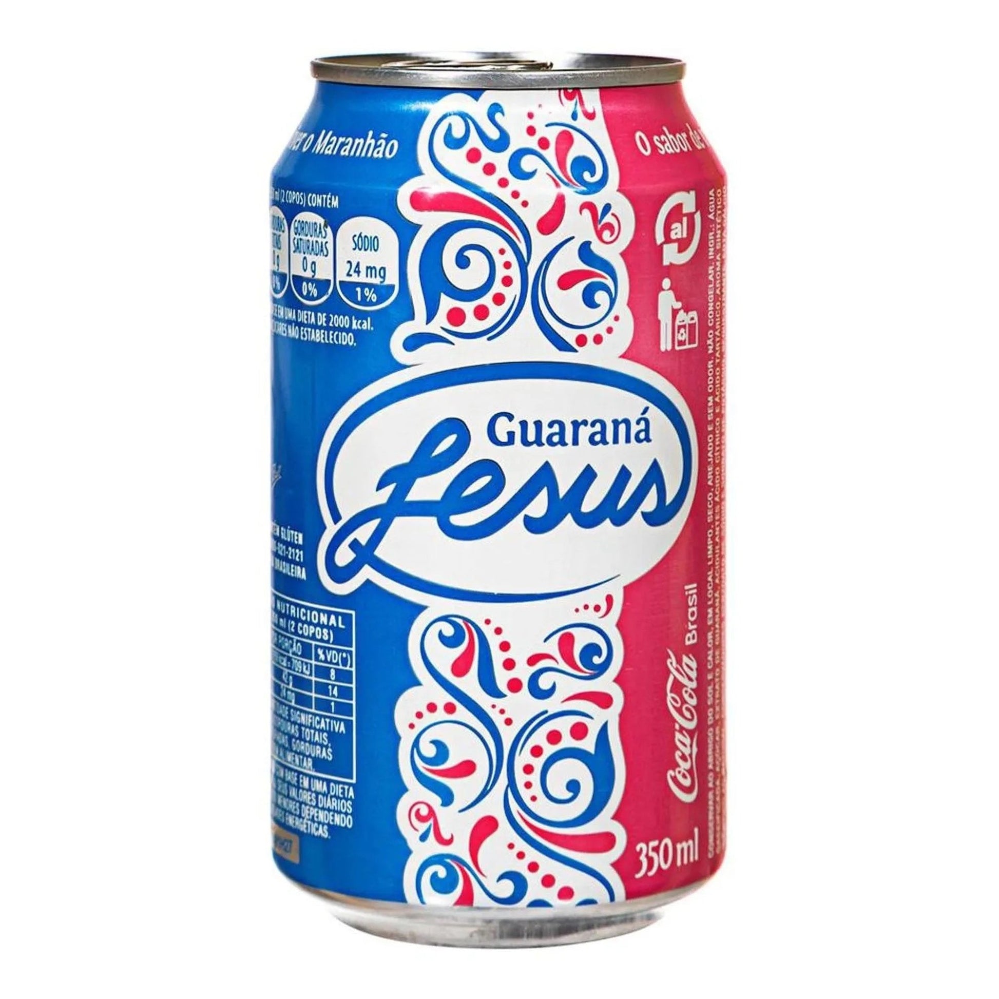 Guaraná Jesus Lata 310ml sobre fundo branco
