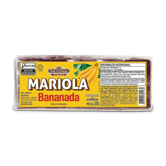 Mariola Tipo Bananada Tijolinho 300g Dacôlonia sobre fundo branco