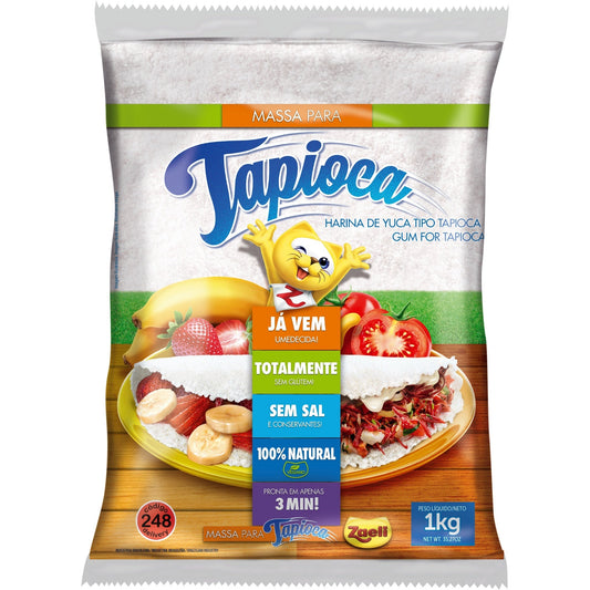 Massa Pronta Para Tapioca Zaeli 1kg sobre fundo branco