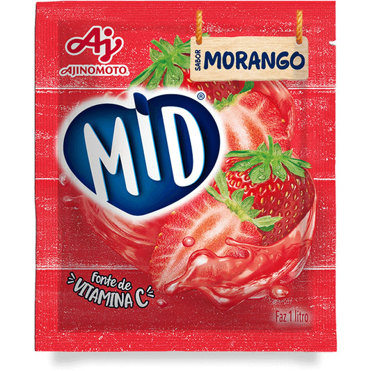 Mid Refresco Em Pó Morango Ajinomoto 375g. Bebidas em Pó. Origem Brasil