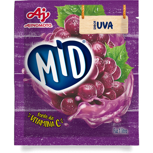 Mid Refresco Em Pó Uva Ajinomoto 375g. Bebidas em Pó. Origem Brasil