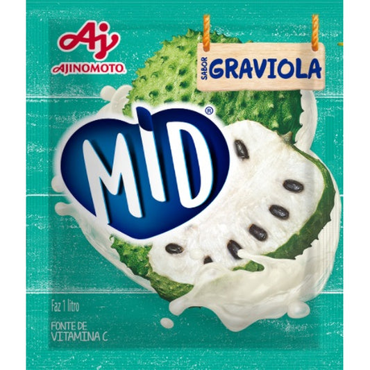 Refresco Mid Em Pó Graviola 20g em fundo branco