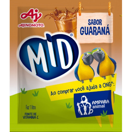 Refresco Mid Em Pó Guaraná 20g sobre fundo branco