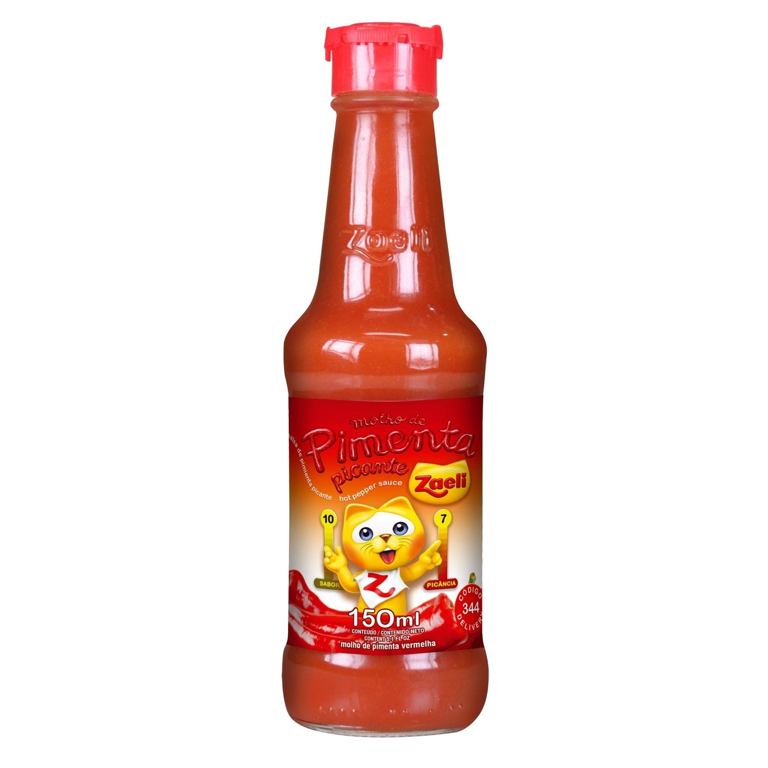 Molho De Pimenta Picante Zaeli 150g sobre fundo branco