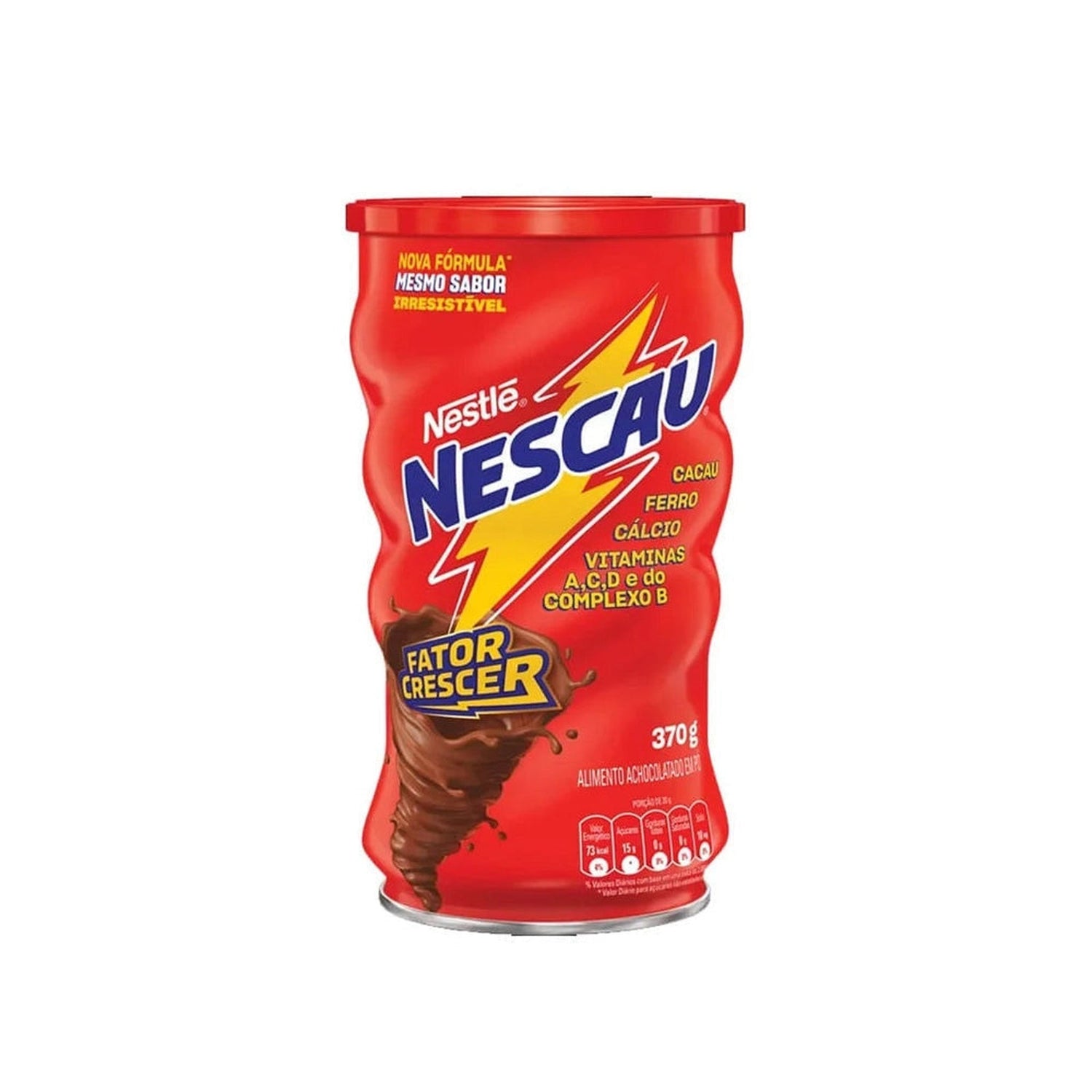Achocolatado em Pó Nescau Nestlé 370g sobre fundo branco