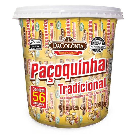 Paçoca Rolha Tradicional Pote 1.008g Dacôlonia sobre fundo branco