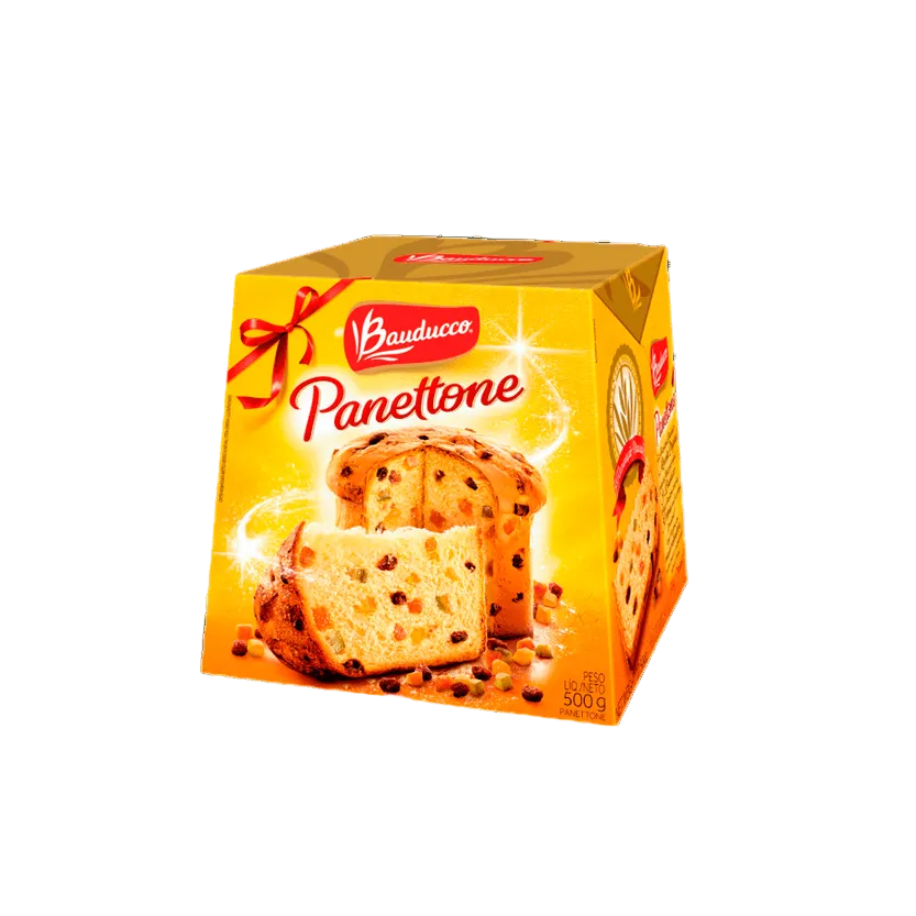 Panettone Bauducco Frutas 400g sobre fundo branco