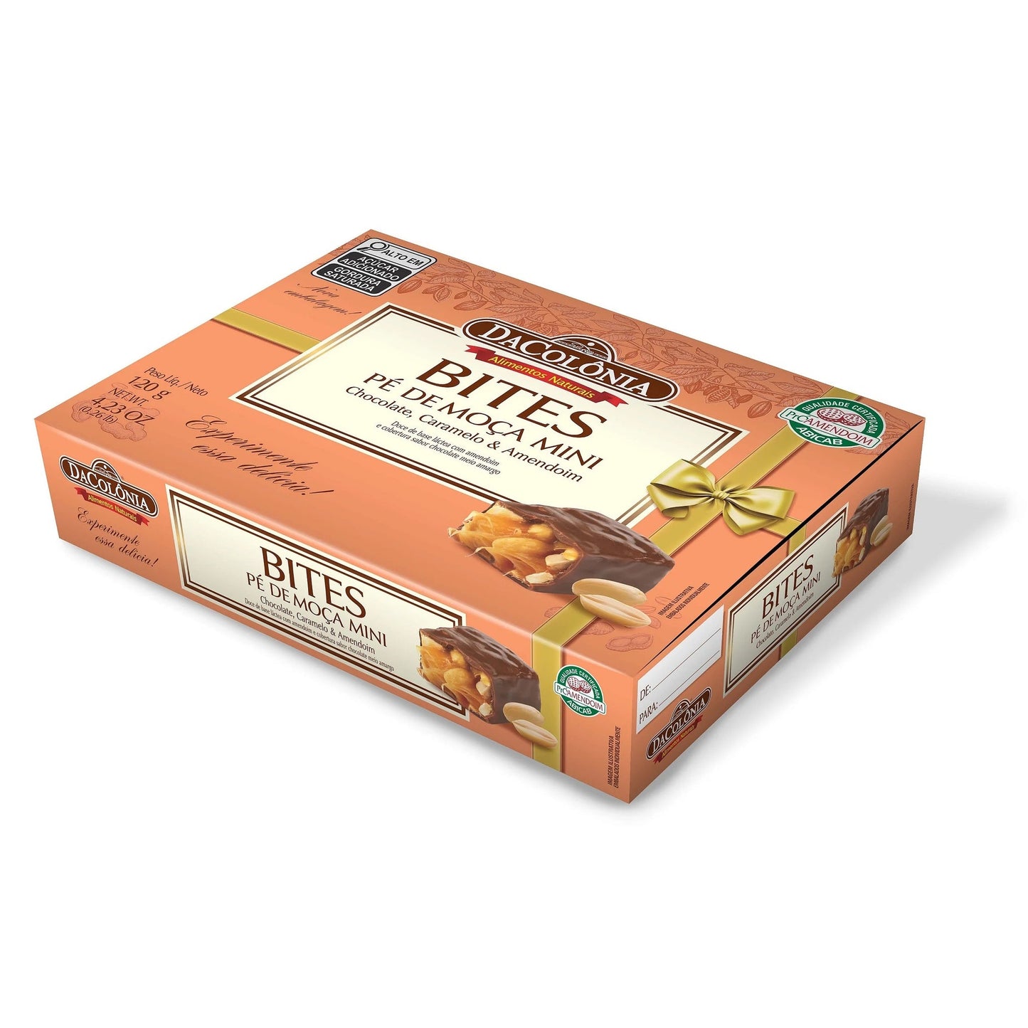 Pé de Moça com Chocolate 20g Dacôlonia sobre fundo branco