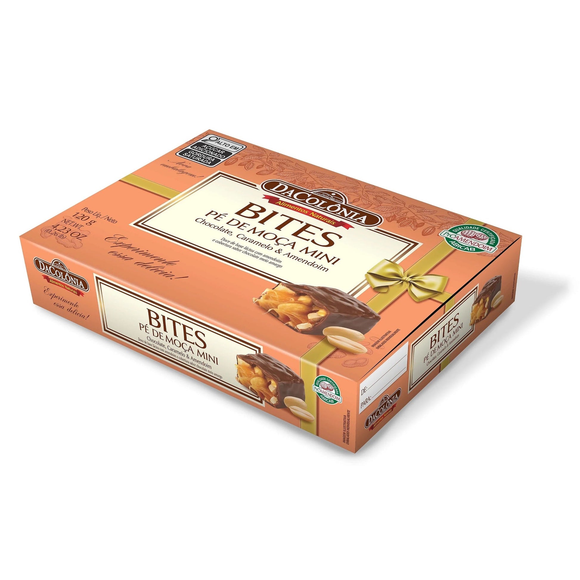 Pé de Moça com Chocolate 20g Dacôlonia sobre fundo branco